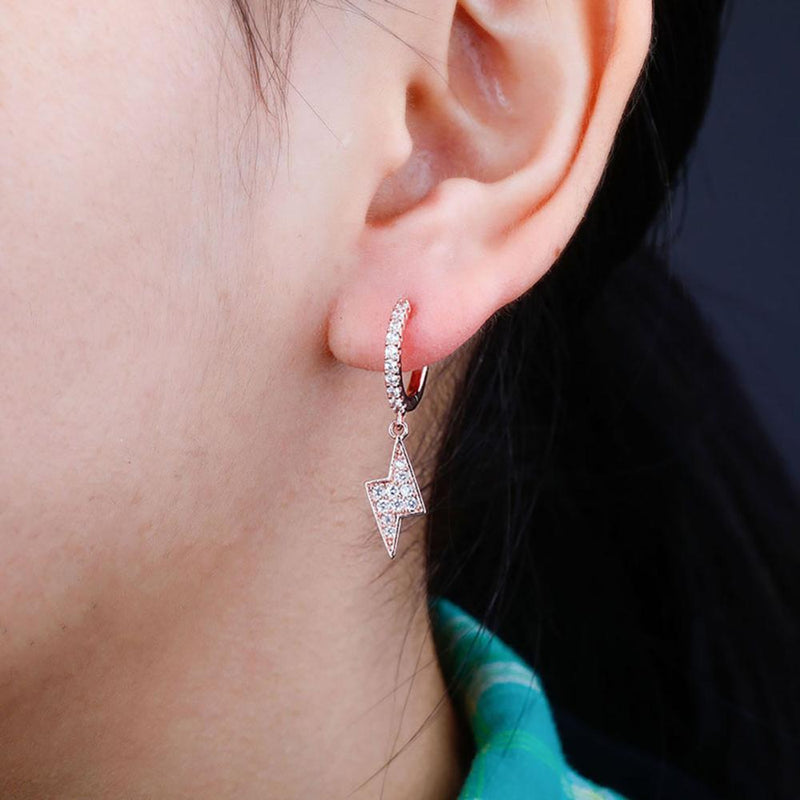 LIGHTNING BOLT DROP EARRINGS 14K - ICECI