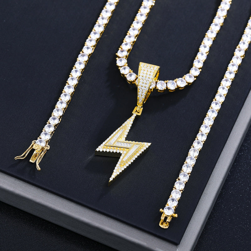 Lightning Bolt Pendant 18K x Moissanite - ICECI