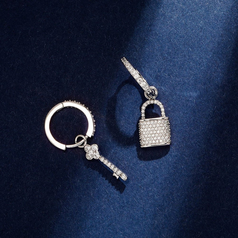 Lock & Key Drop Earrings 14K - ICECI