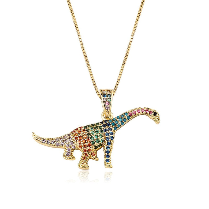 Long Neck Dinosaur Pendant 14K - ICECI