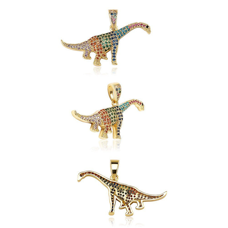 Long Neck Dinosaur Pendant 14K - ICECI