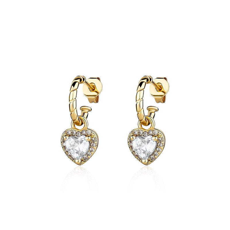 Luxe Halo Heart Drop Earrings 14K - ICECI