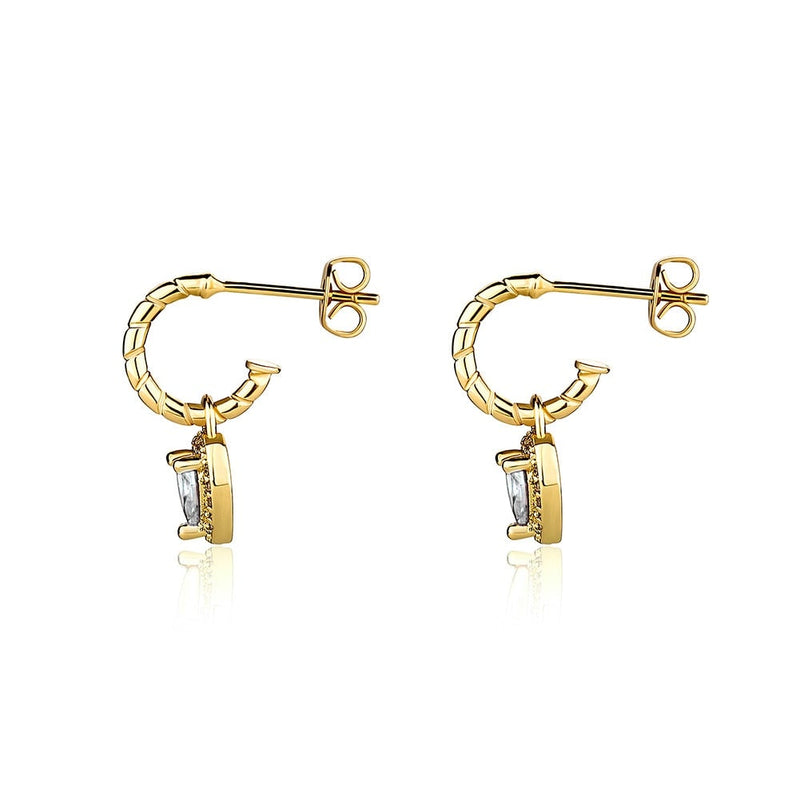 Luxe Halo Heart Drop Earrings 14K - ICECI