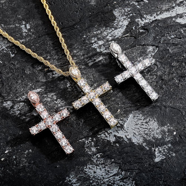 Marquise Bail Cross Pendant 14K - ICECI