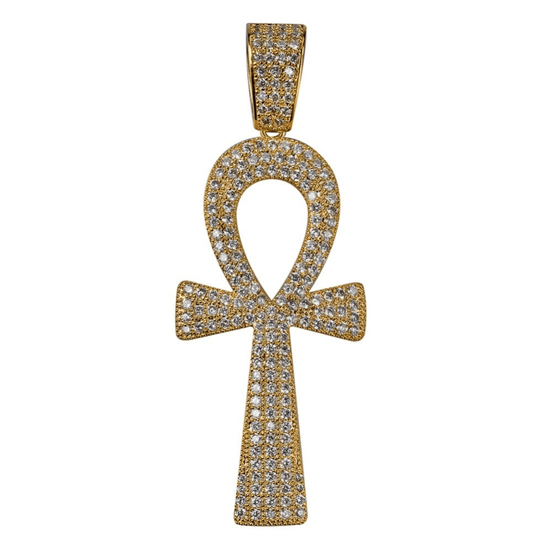 Micro Pave Ankh Cross Pendant 18K - ICECI