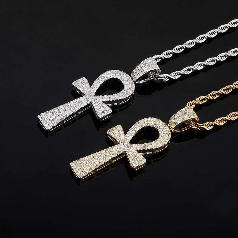Micro Pave Ankh Cross Pendant 18K - ICECI