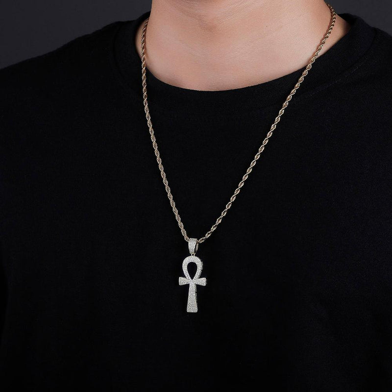 Micro Pave Ankh Cross Pendant 18K - ICECI