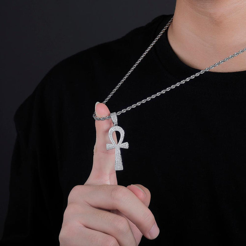 Micro Pave Ankh Cross Pendant 18K - ICECI
