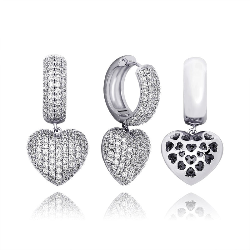 Micro Pave Heart Drop Earrings 14K - ICECI