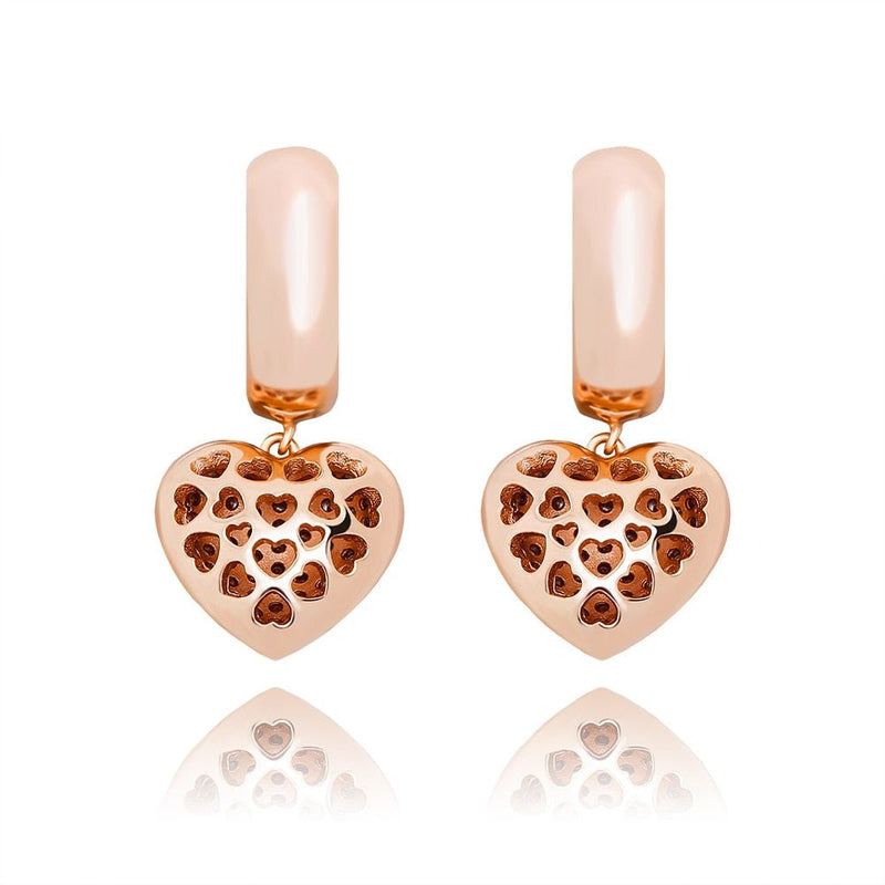 Micro Pave Heart Drop Earrings 14K - ICECI