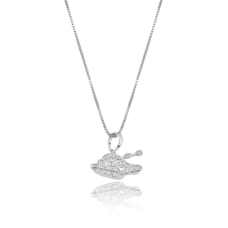 MILITARY TANK PENDANT 14K X STERLING SILVER - ICECI