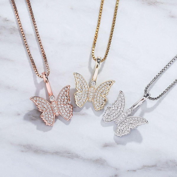 MINI BUTTERFLY PENDANT 14K X STERLING SILVER - ICECI