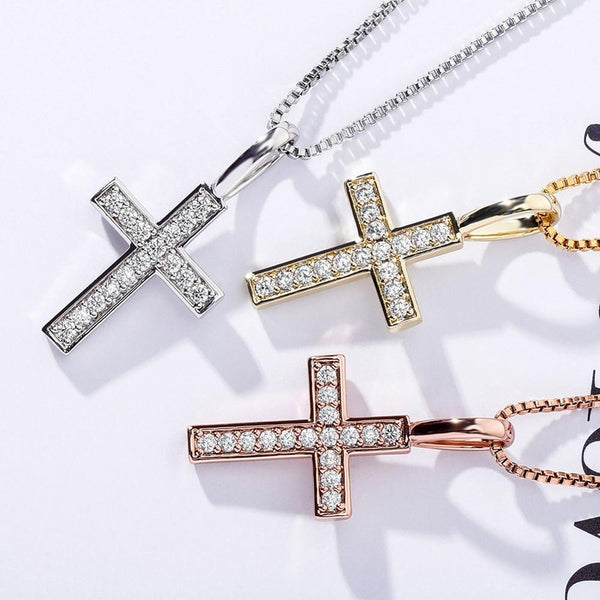 MINI CROSS PENDANT 14K X STERLING SILVER - ICECI