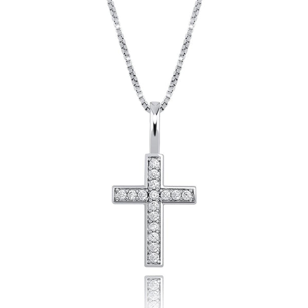 MINI CROSS PENDANT 14K X STERLING SILVER - ICECI