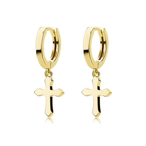 Minimalist Cross Drop Earrings 14K - ICECI