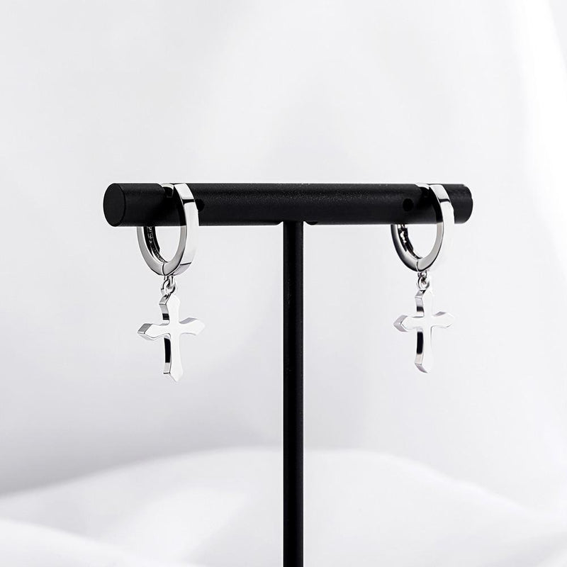 Minimalist Cross Drop Earrings 14K - ICECI