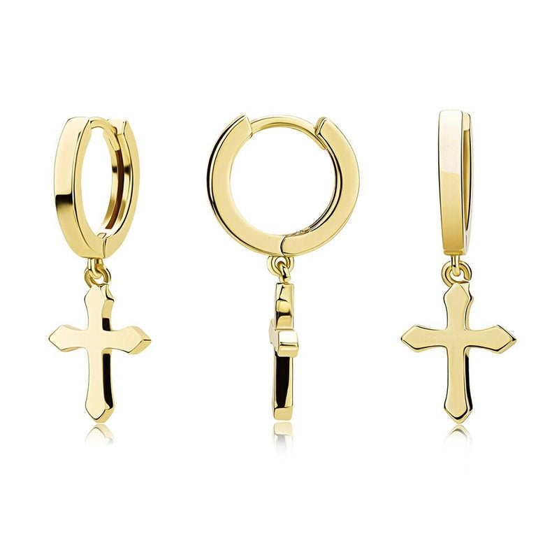 Minimalist Cross Drop Earrings 14K - ICECI