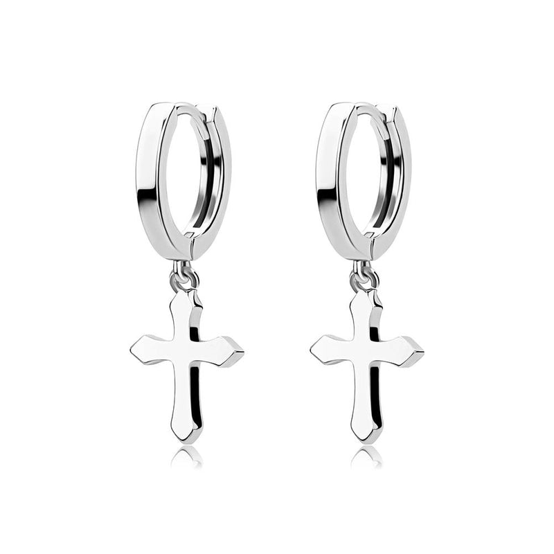 Minimalist Cross Drop Earrings 14K - ICECI