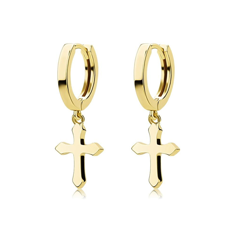 Minimalist Cross Drop Earrings 14K - ICECI