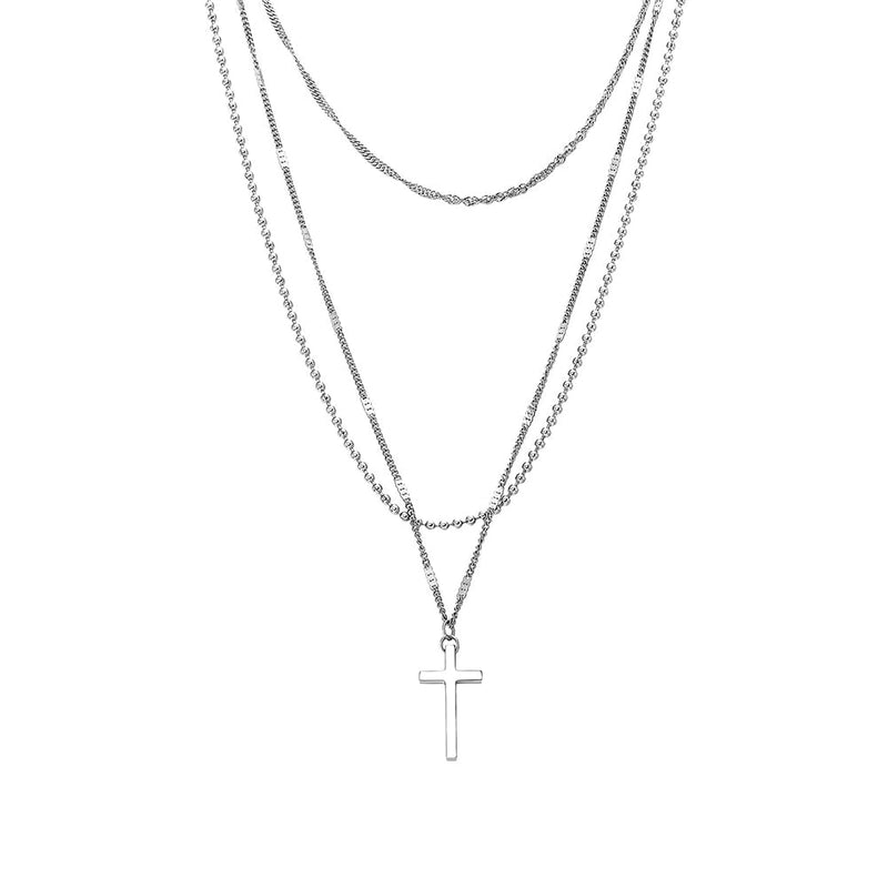 Minimalist Layered Cross Pendant 14K - ICECI