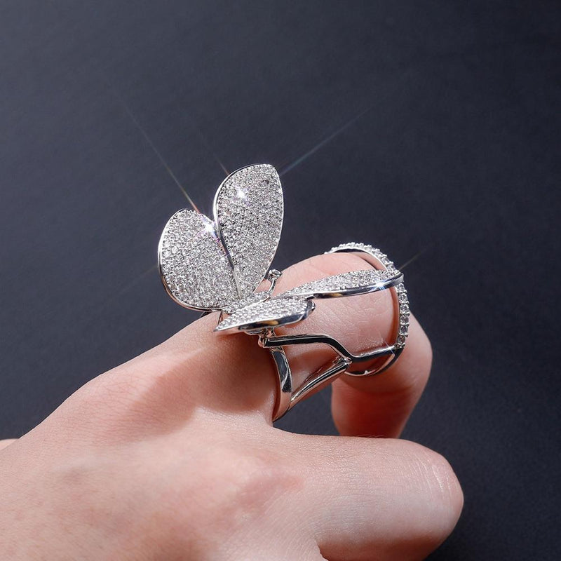 MOVEABLE BUTTERFLY RING 14K - ICECI
