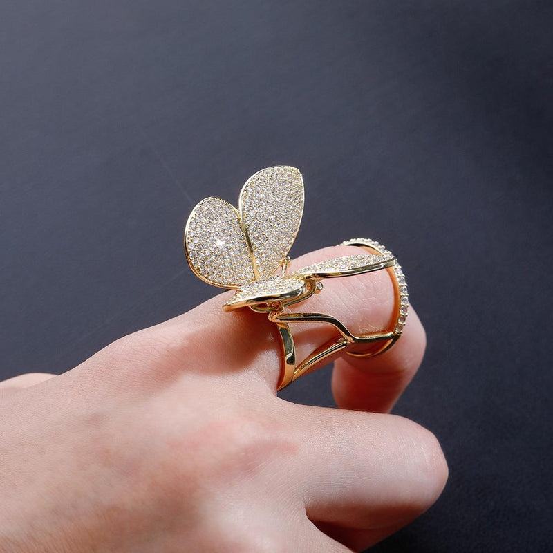 MOVEABLE BUTTERFLY RING 14K - ICECI