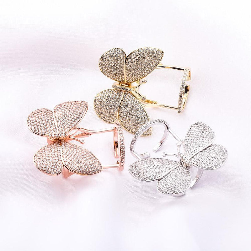 MOVEABLE BUTTERFLY RING 14K - ICECI