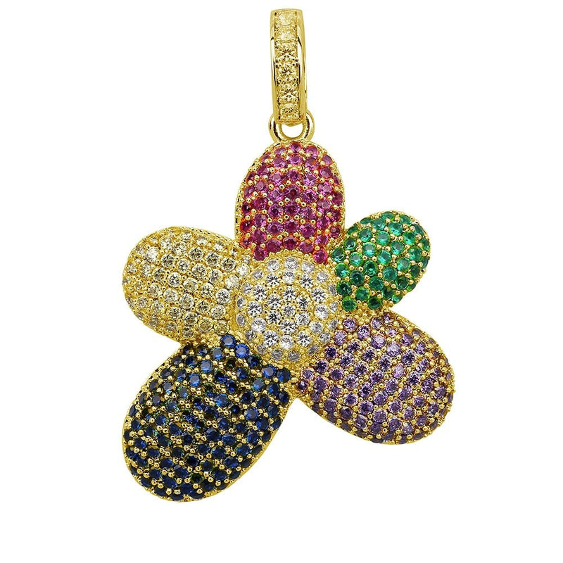 Multi-Color Flower Pendant 14K - ICECI