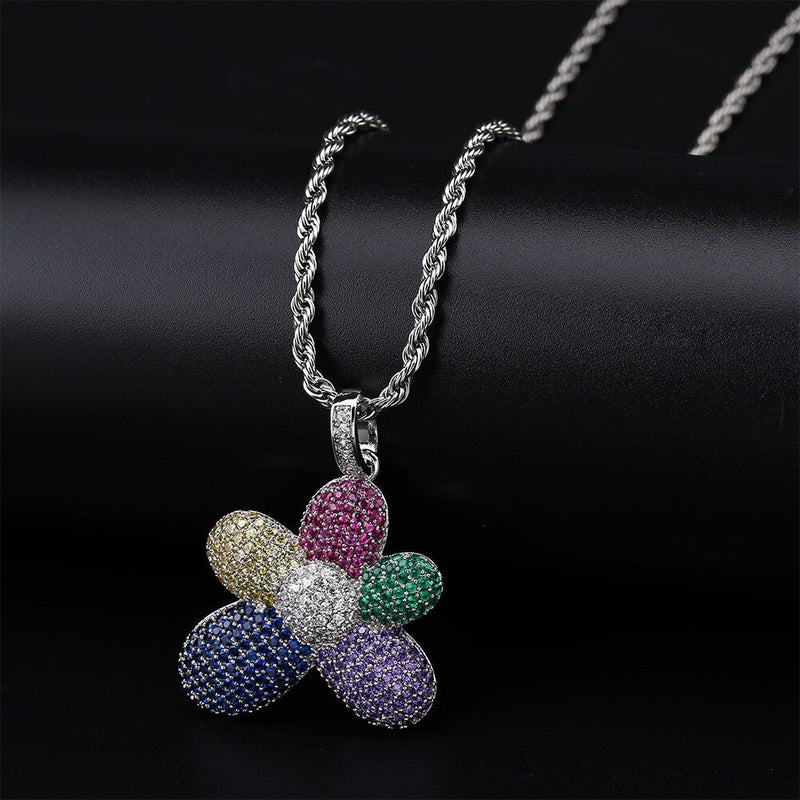 Multi-Color Flower Pendant 14K - ICECI