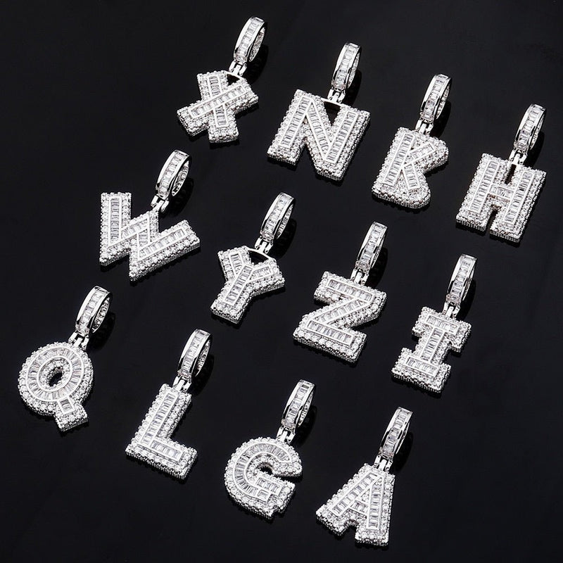 Multi-Layer Baguette Letter Pendant 14K - ICECI