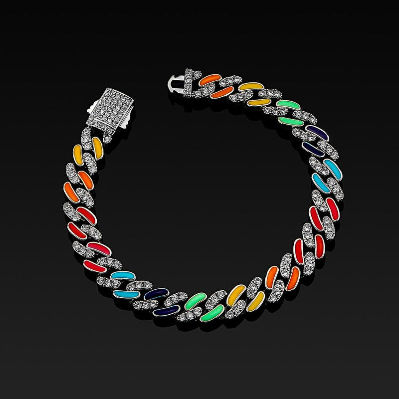 Multicolor Cuban Link Bracelet 14K - ICECI