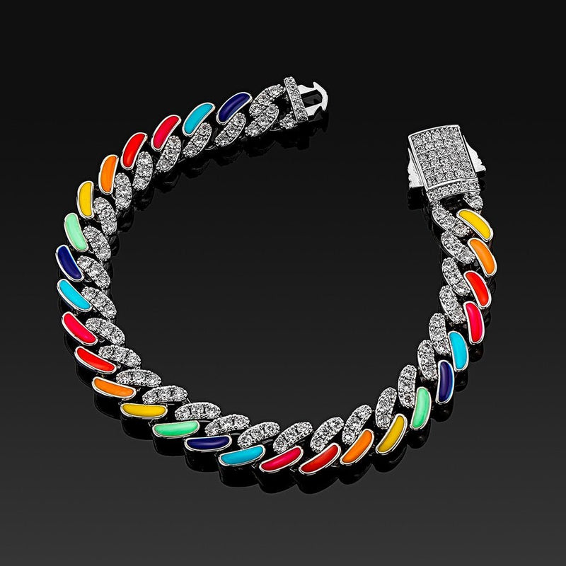 Multicolor Cuban Link Bracelet 14K - ICECI