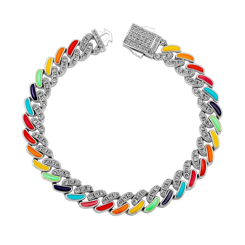 Multicolor Cuban Link Bracelet 14K - ICECI