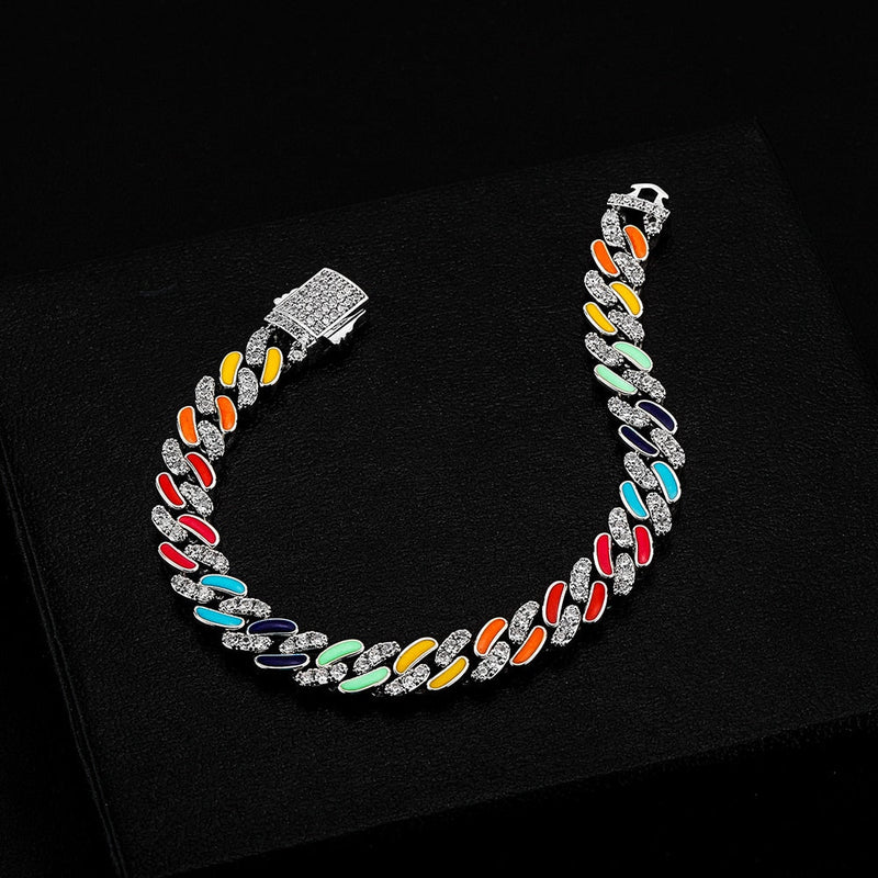 Multicolor Cuban Link Bracelet 14K - ICECI