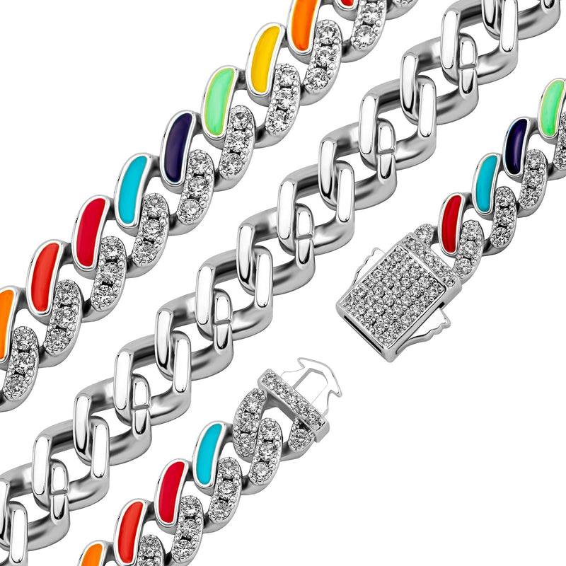 Multicolor Cuban Link Bracelet 14K - ICECI