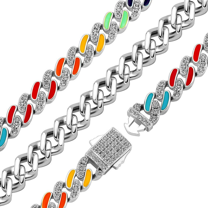 Multicolor Cuban Link Chain 14K - ICECI