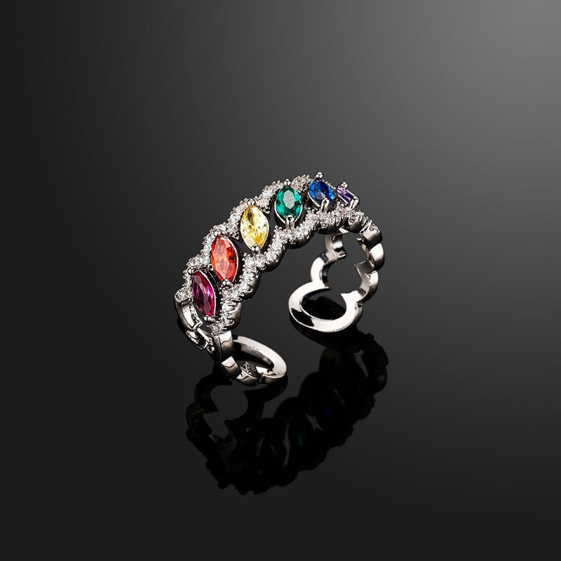 Multicolor Marquise Cut Ring 14K - ICECI