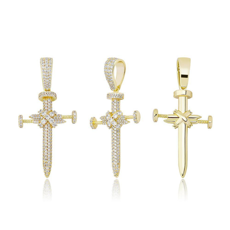 NAIL CROSS PENDANT 14K - ICECI