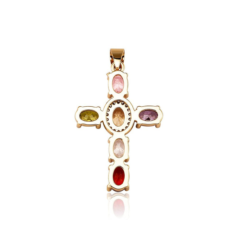 Oval Cut Cross Pendant 14K - ICECI