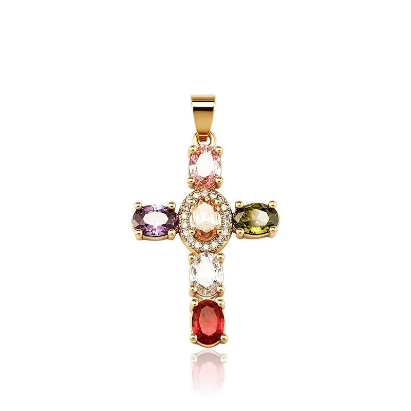 Oval Cut Cross Pendant 14K - ICECI