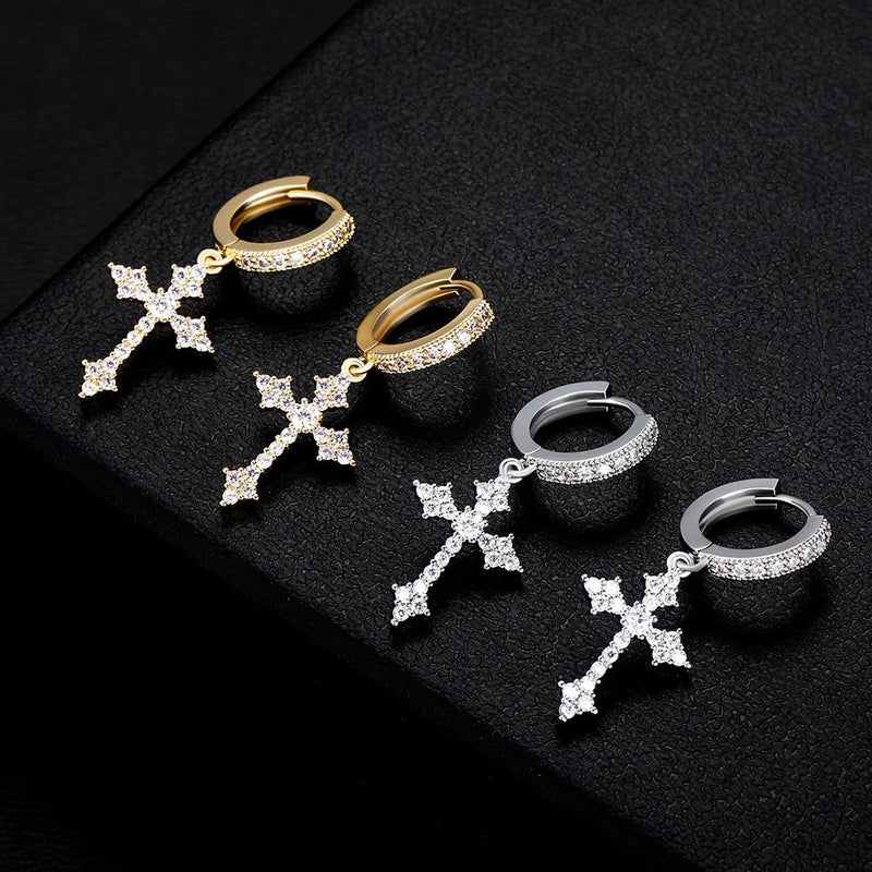 PATONCE CROSS DROP EARRINGS 14K - ICECI