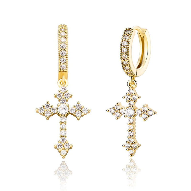 PATONCE CROSS DROP EARRINGS 14K - ICECI