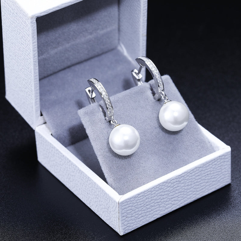 Pearl Drop Earrings 18K x Moissanite - ICECI