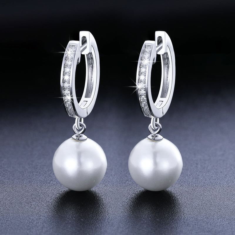 Pearl Drop Earrings 18K x Moissanite - ICECI