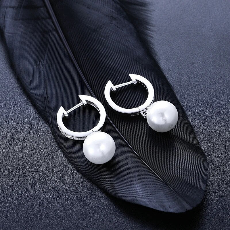 Pearl Drop Earrings 18K x Moissanite - ICECI