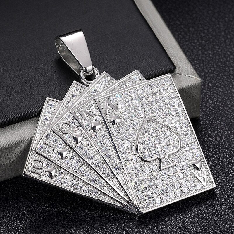 Poker Lucky Ace Of Spades Pendant 18K x Moissanite - ICECI