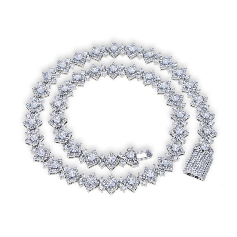 Rhombic Clustered Tennis Chain 14K - ICECI