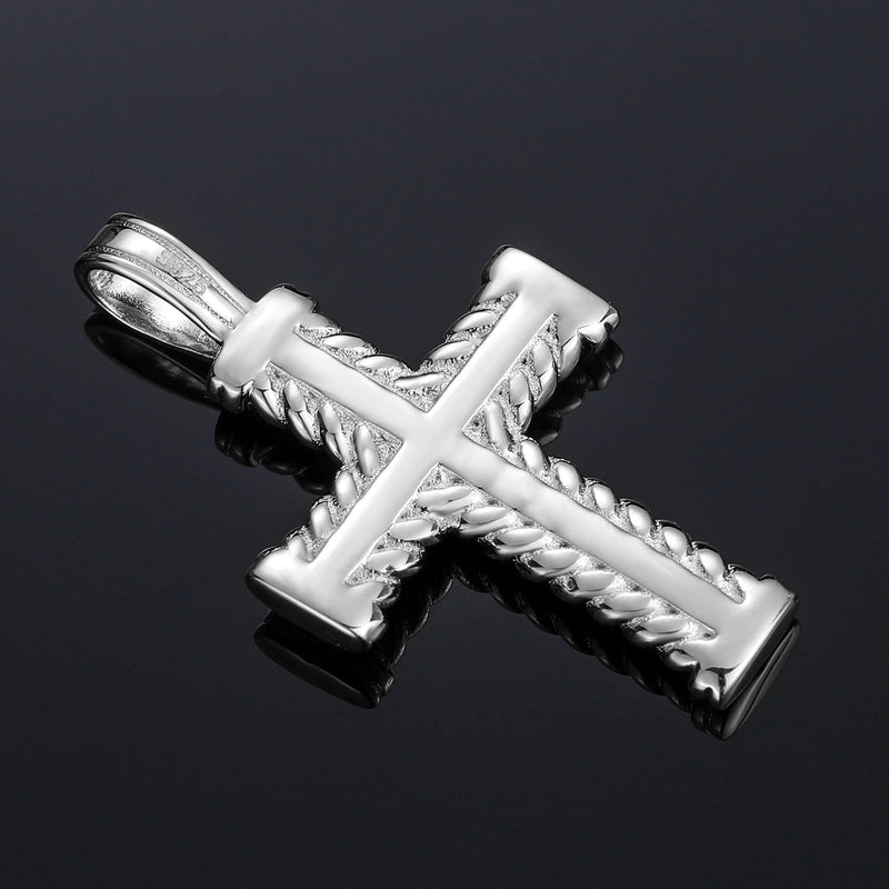 Rope Layered Cross Pendant 18K x Moissanite - ICECI