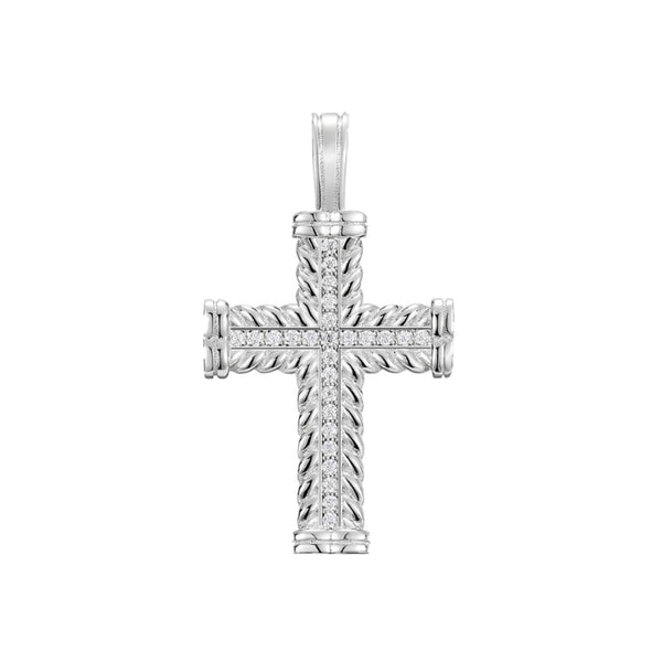 Rope Layered Cross Pendant 18K x Moissanite - ICECI