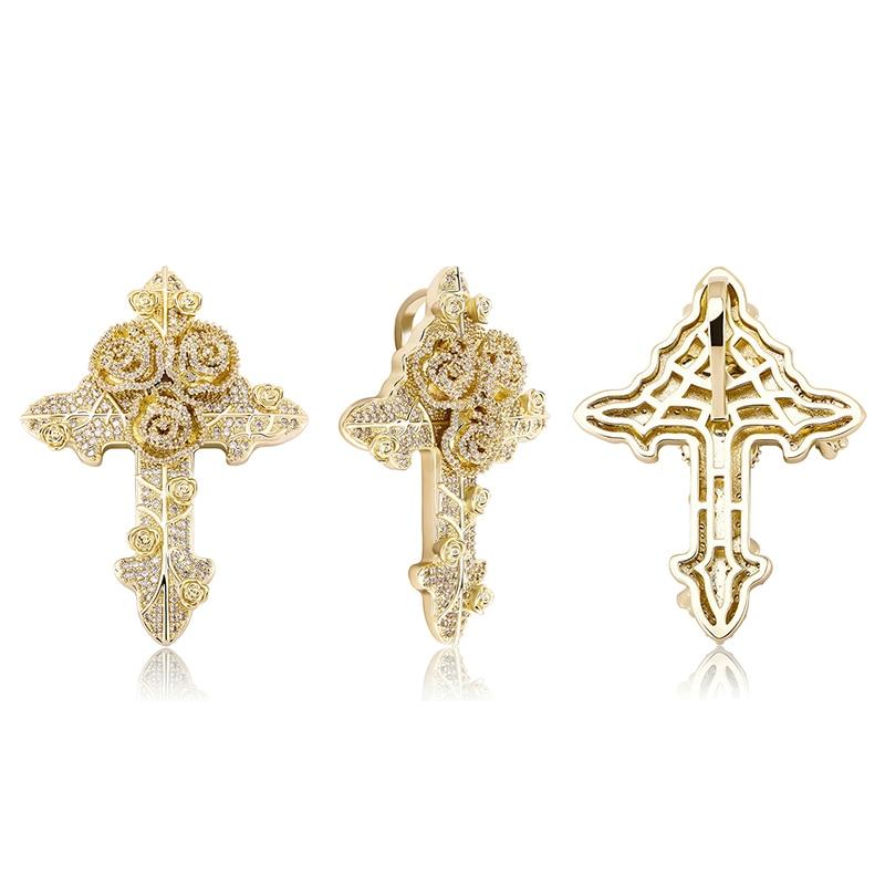 ROSE CROSS PENDANT 14K - ICECI